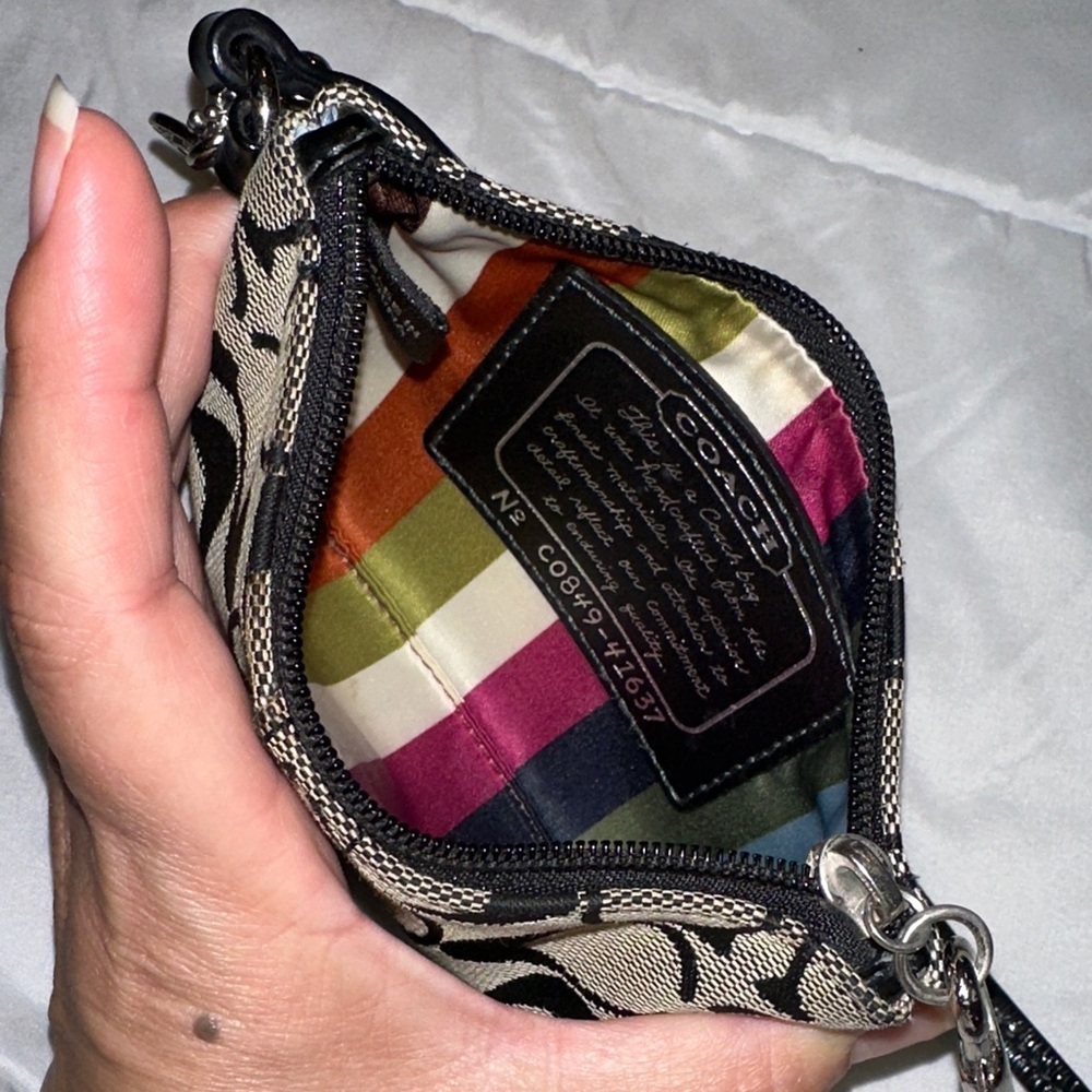 Coach Signature Collection Black and Gray Mini Wristlet - Picture 4 of 7